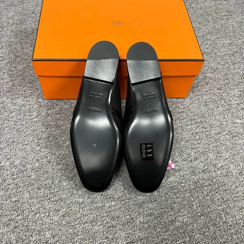 Hermes Kelly Black Slide Loafers Size 37