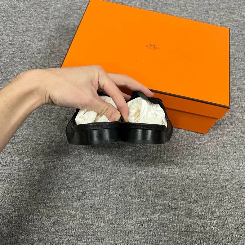 Hermes Kelly Black Slide Loafers Size 37
