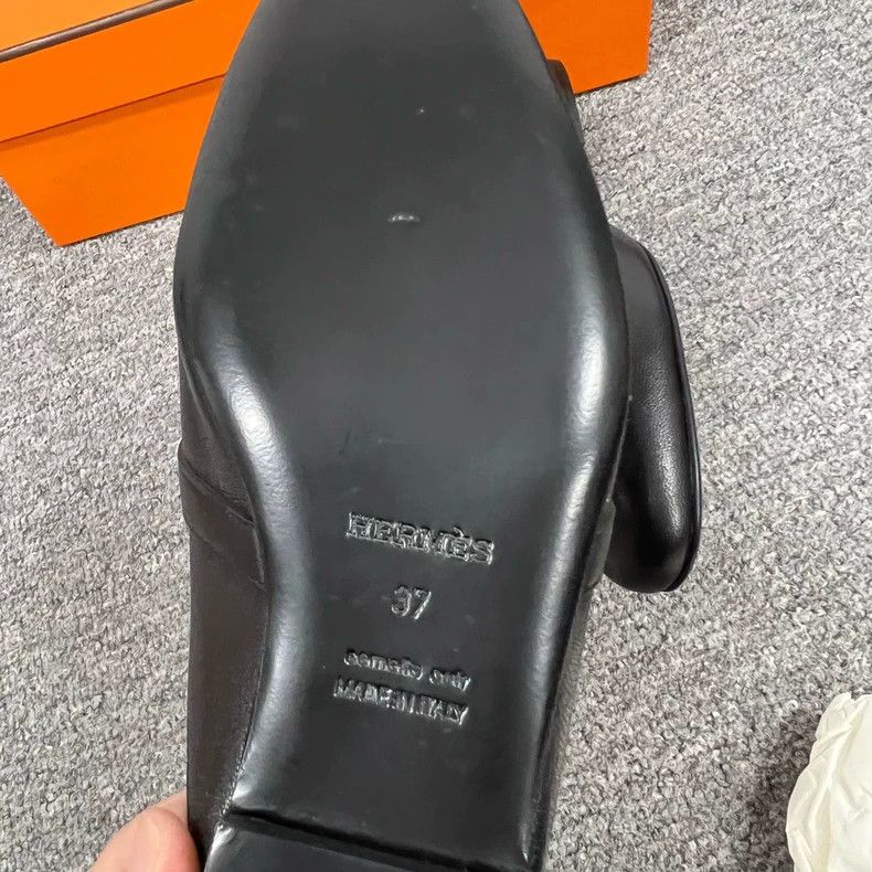 Hermes Kelly Black Slide Loafers Size 37