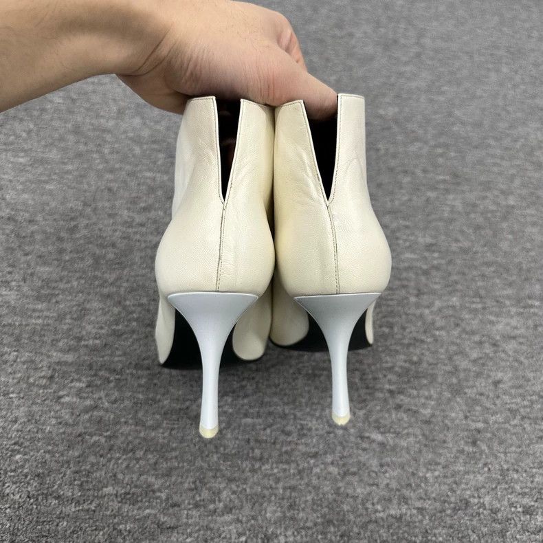 Celine Elegant White High Heel Ankle Boots Size US 8 / IT 38 - 4 Thumbnail