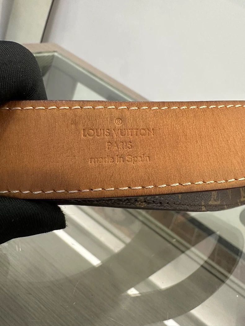 Louis Vuitton Classic Brown LV Monogram Belt with Gold Buckle Size ONE SIZE - 6 Thumbnail
