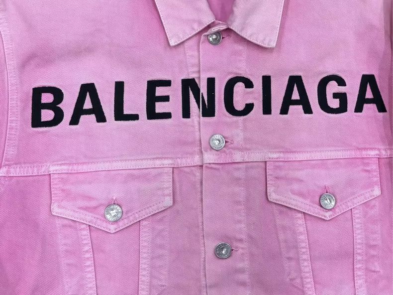 Balenciaga Balenciaga Pink Logo Denim Jacket for Valentine's Day Size S / US 4 / IT 40 - 3 Thumbnail