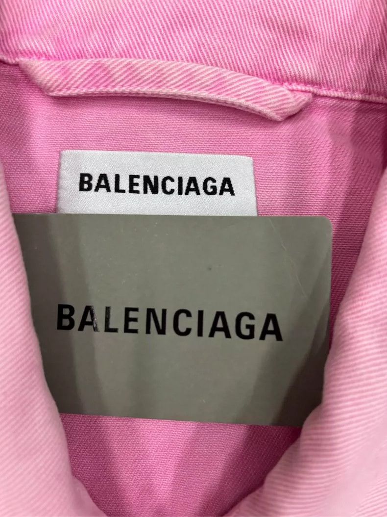 Balenciaga Balenciaga Pink Logo Denim Jacket for Valentine's Day Size S / US 4 / IT 40 - 4 Thumbnail