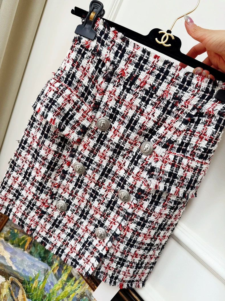 Balmain Balmain Multicolor Tweed Skirt with Silver Buttons Size 34" / US 12 / IT 48 - 3 Thumbnail