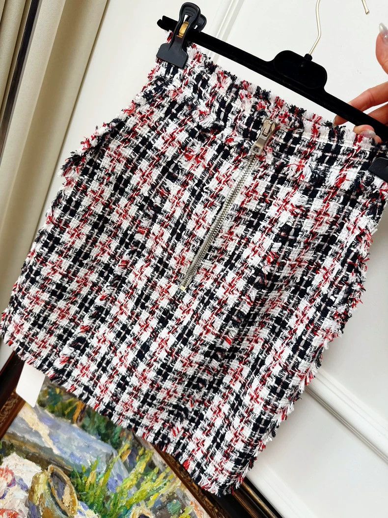 Balmain Balmain Multicolor Tweed Skirt with Silver Buttons Size 34" / US 12 / IT 48 - 4 Thumbnail