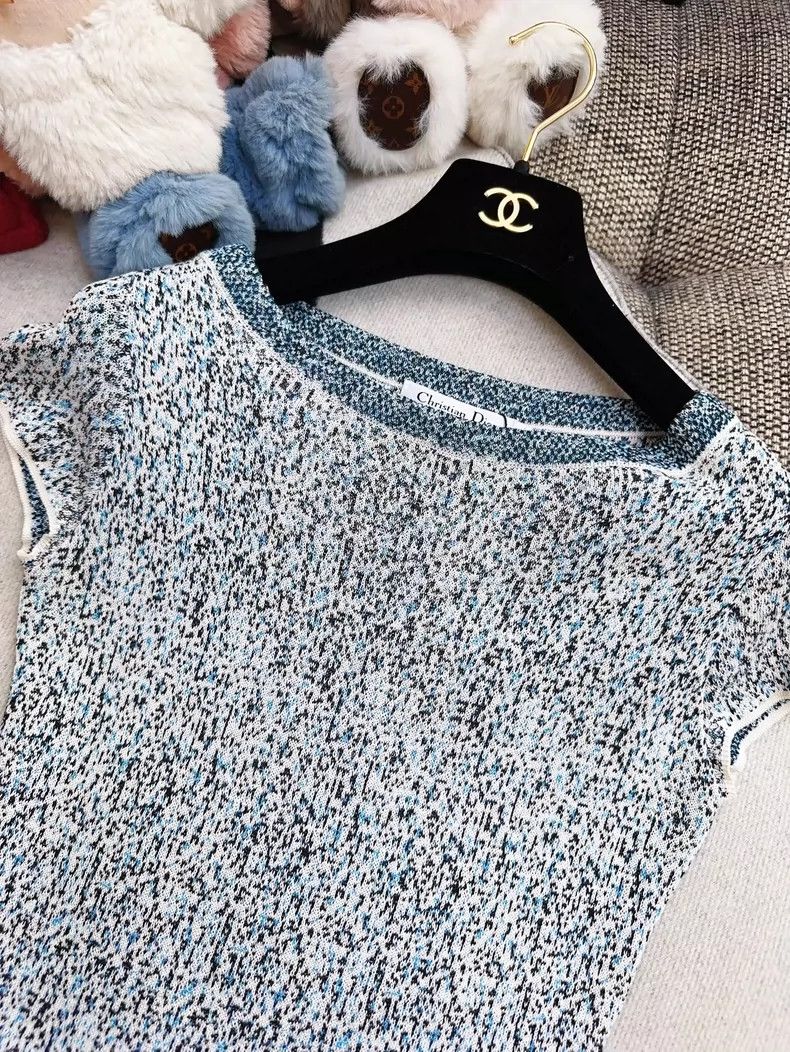 Dior Dior Blue Gray Short Sleeve Knit Top Size M / US 6-8 / IT 42-44 - 3 Thumbnail