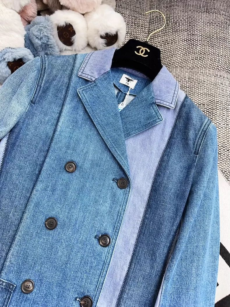 Dior Blue Patchwork Denim Blazer Jacket