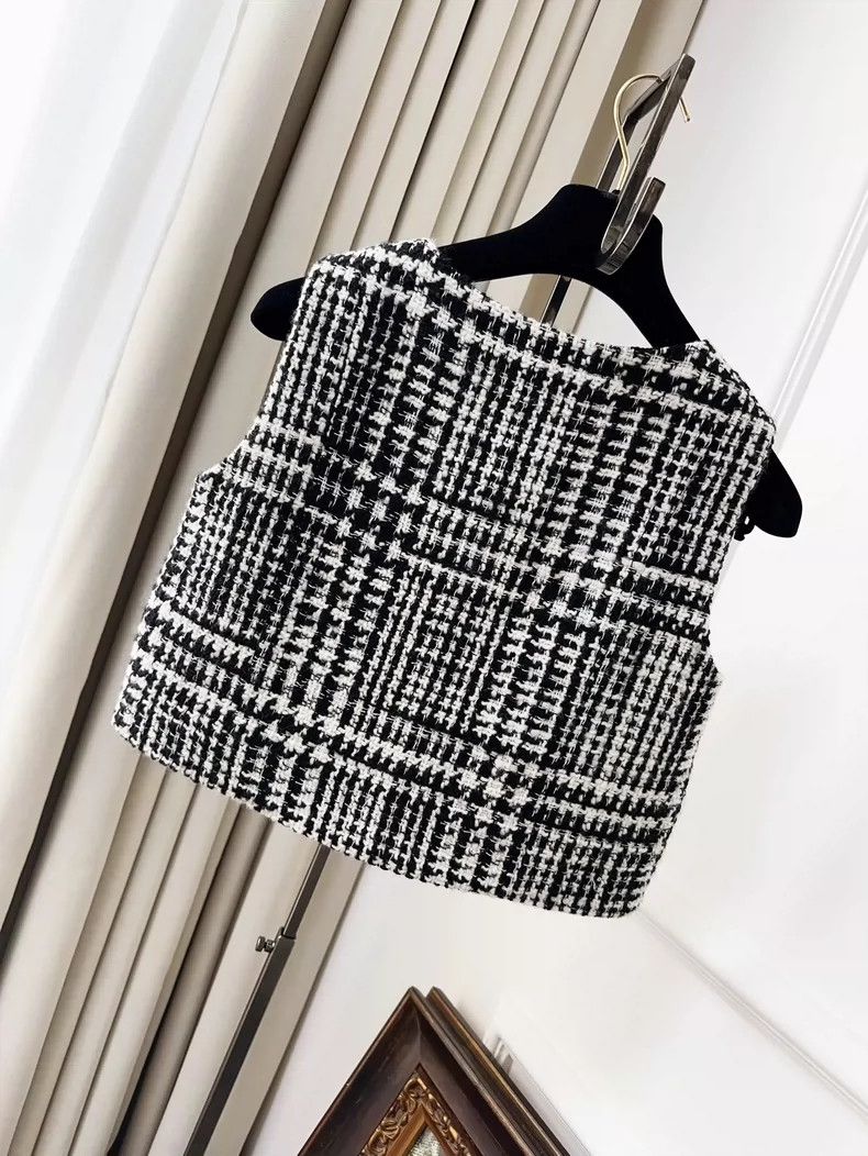 Dior Dior Black and White Plaid Top and Skirt Set Size XS / US 0-2 / IT 36-38 - 3 Thumbnail