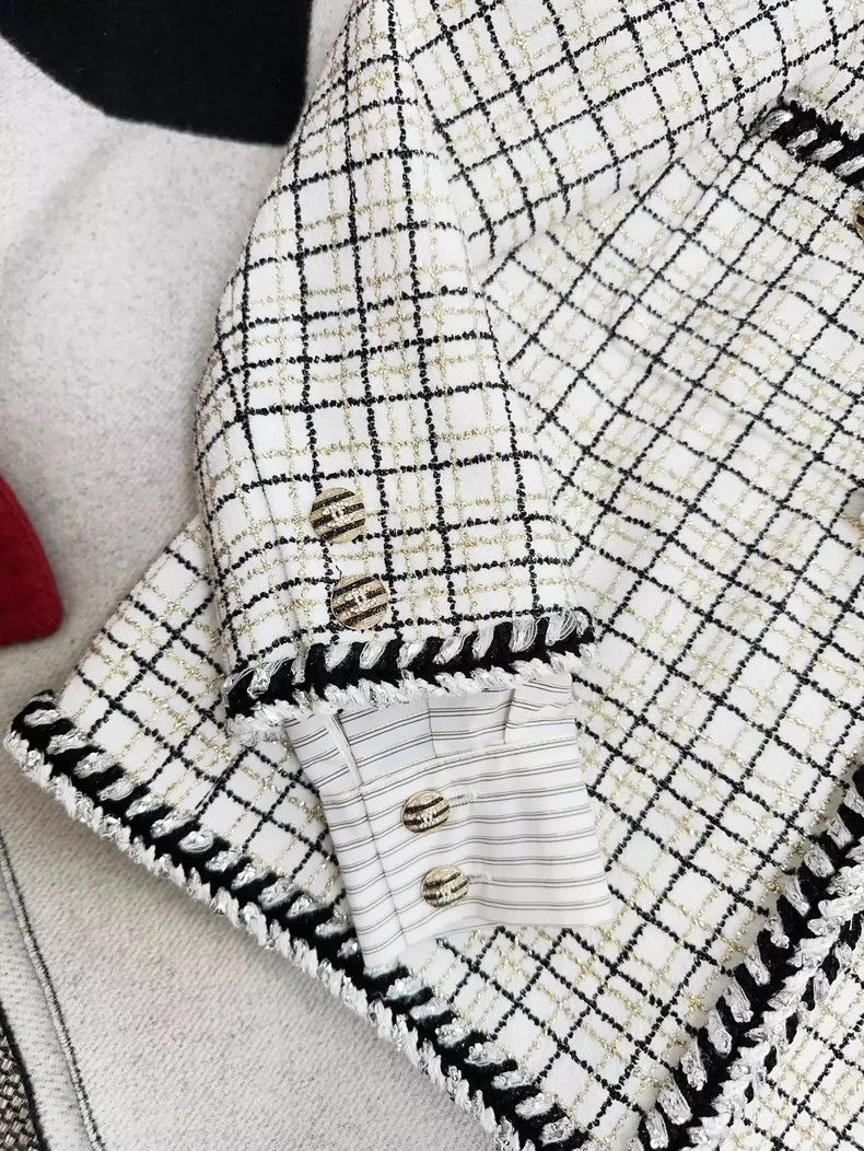 Chanel Chanel Black White Checkered Sparkle Jacket Size S / US 4 / IT 40 - 3 Thumbnail