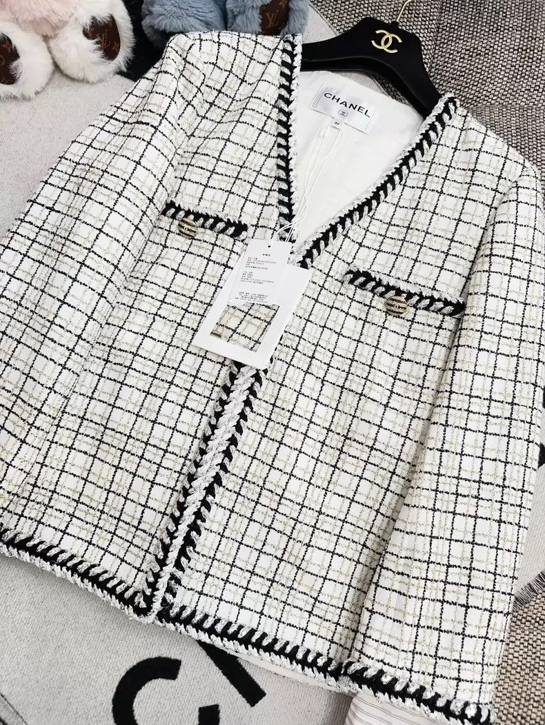 Chanel Chanel Black White Checkered Sparkle Jacket Size S / US 4 / IT 40 - 8 Thumbnail