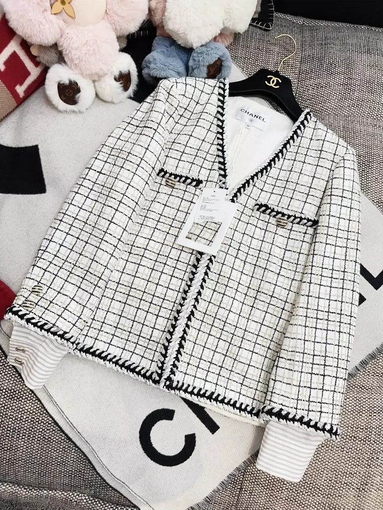 Chanel Chanel Black White Checkered Sparkle Jacket Size S / US 4 / IT 40 - 2 Thumbnail