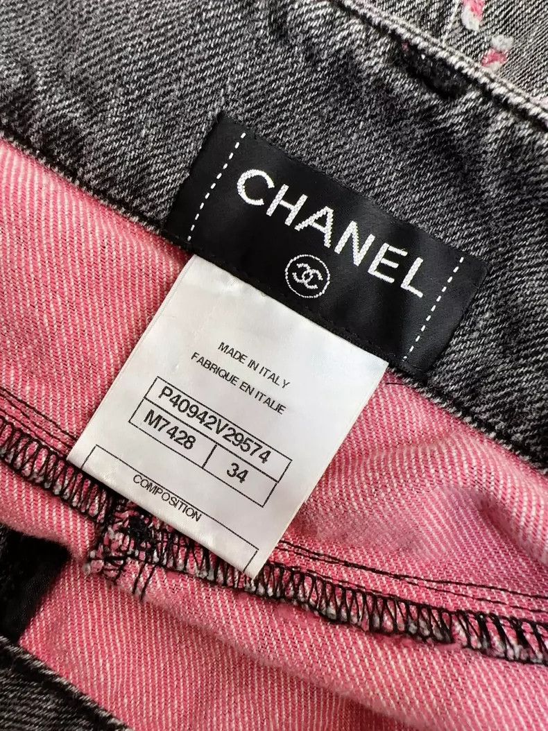 Chanel Chanel Gray Embroidered Denim Skirt Size 34 Size 34" / US 12 / IT 48 - 5 Thumbnail