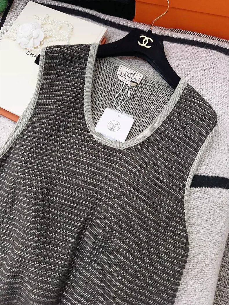 Hermes Hermes Gray Striped Knit Vest Size M Size M / US 6-8 / IT 42-44 - 3 Thumbnail