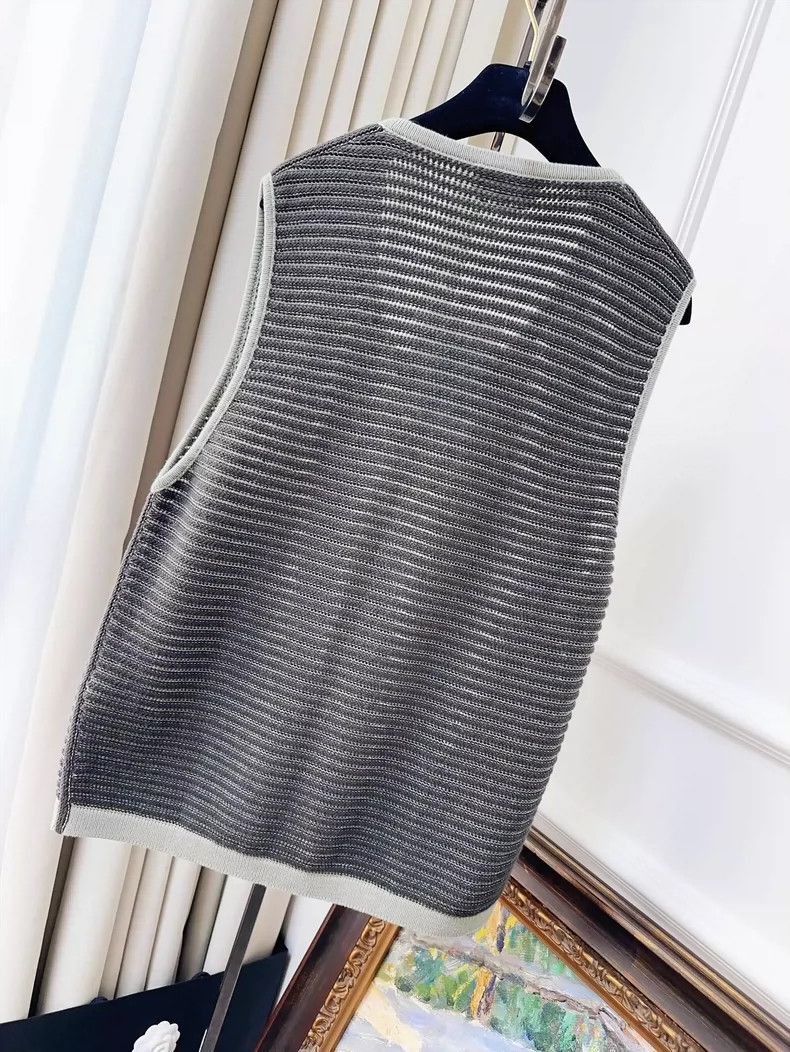 Hermes Hermes Gray Striped Knit Vest Size M Size M / US 6-8 / IT 42-44 - 2 Thumbnail