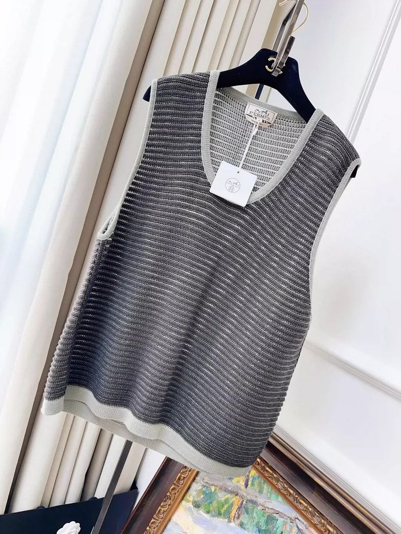 Hermes Hermes Gray Striped Knit Vest Size M Size M / US 6-8 / IT 42-44 - 8 Thumbnail