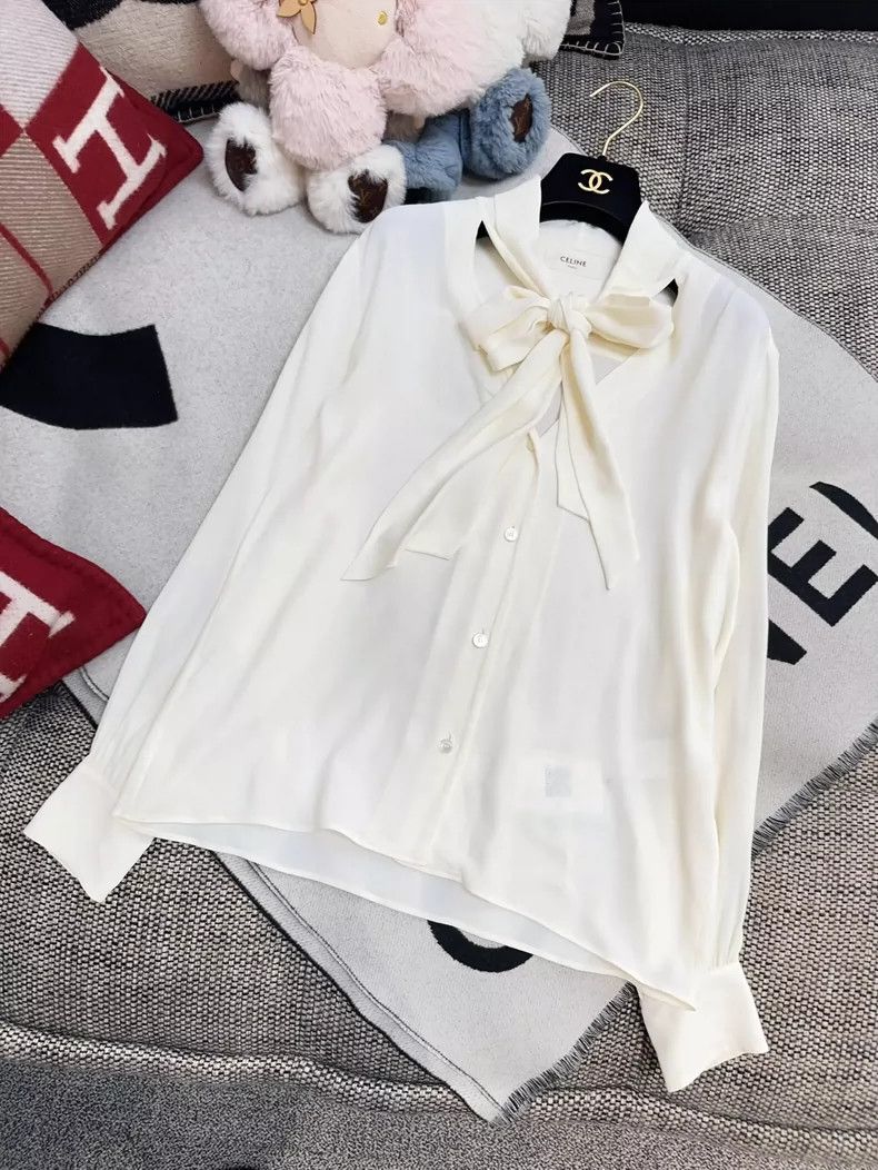 Celine Celine Cream Silk Bow Blouse Size 36 Size S / US 4 / IT 40 - 8 Thumbnail