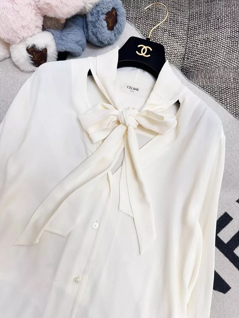 Celine Celine Cream Silk Bow Blouse Size 36 Size S / US 4 / IT 40 - 3 Thumbnail