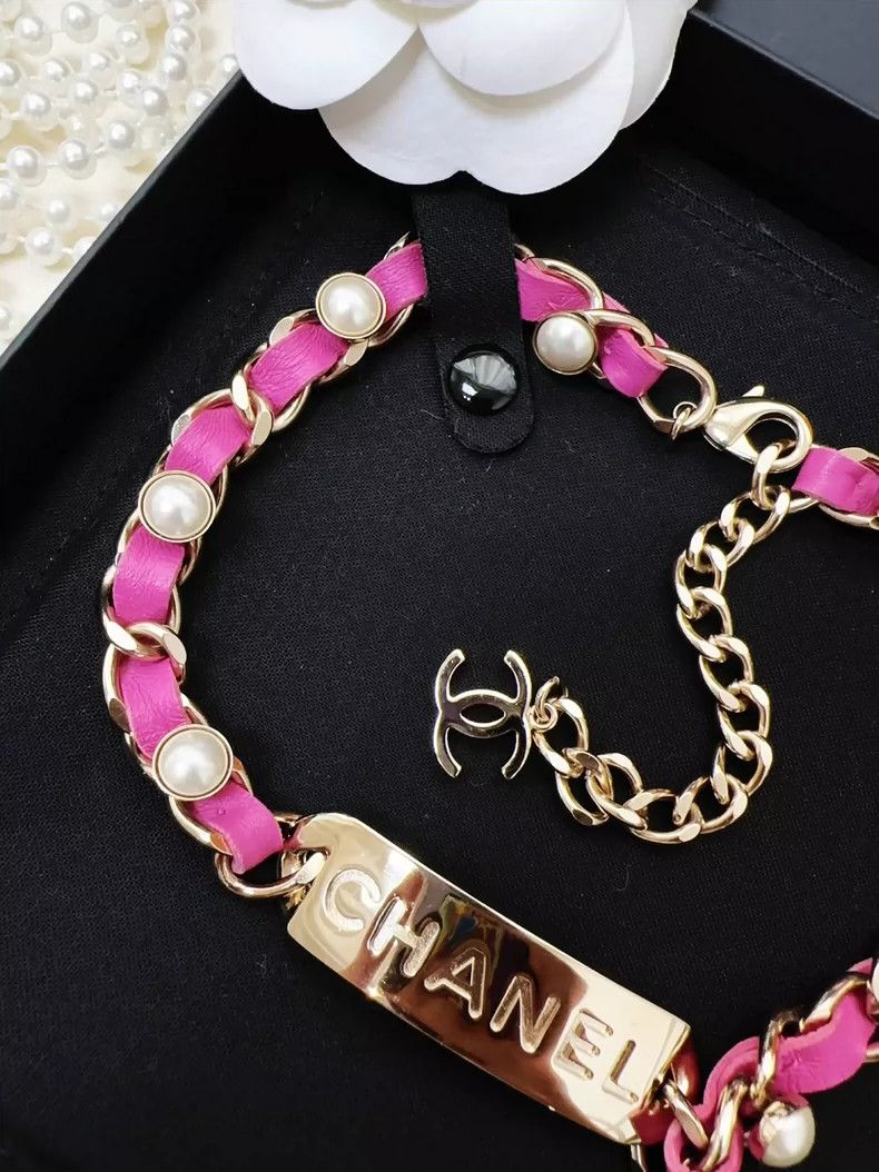 Chanel Chanel Pink Pearl Chain Choker Necklace Size ONE SIZE - 4 Thumbnail