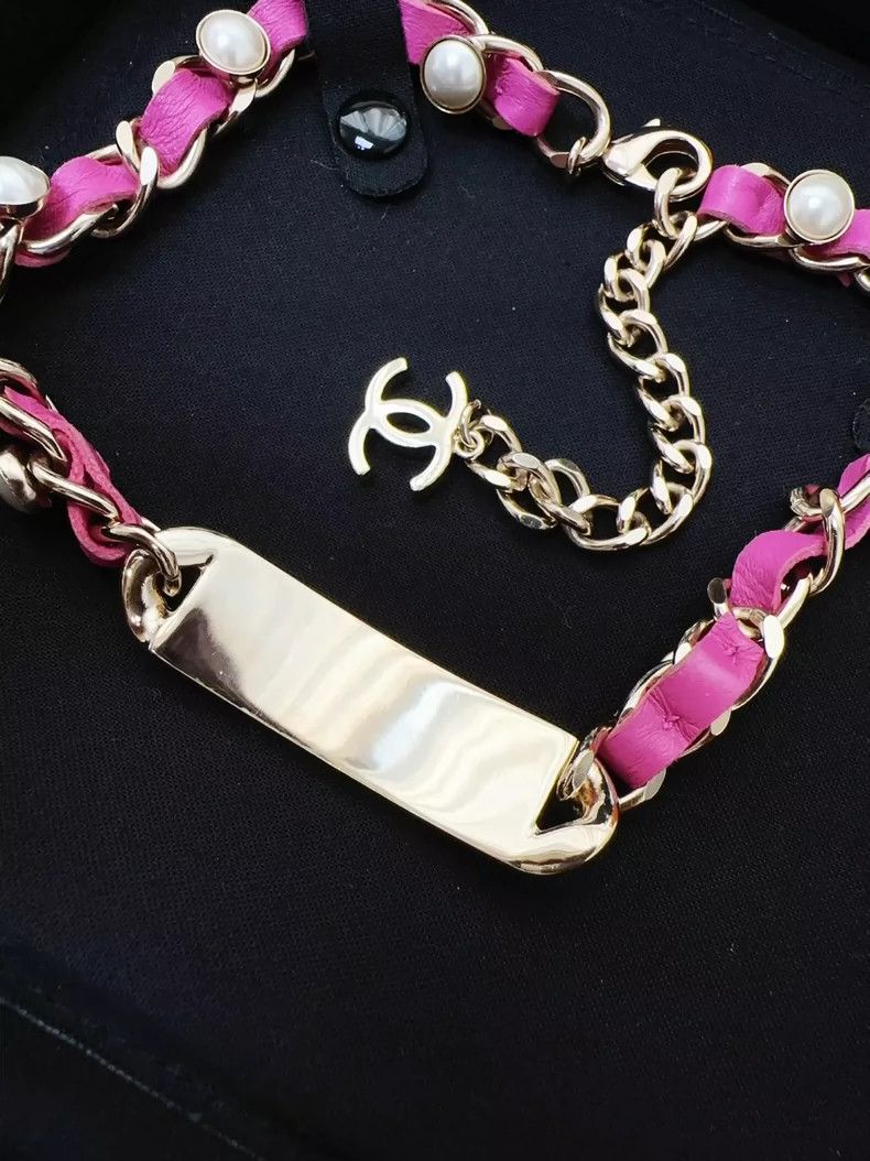 Chanel Chanel Pink Pearl Chain Choker Necklace Size ONE SIZE - 5 Thumbnail