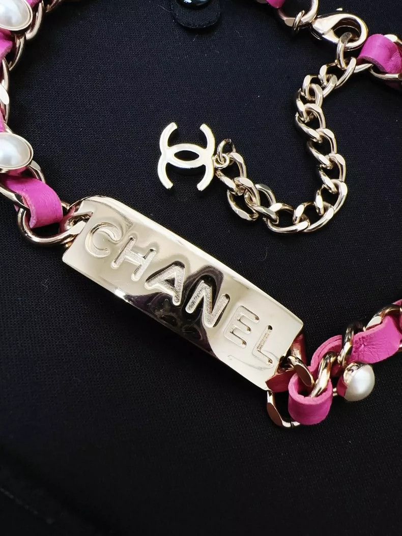 Chanel Chanel Pink Pearl Chain Choker Necklace Size ONE SIZE - 3 Thumbnail