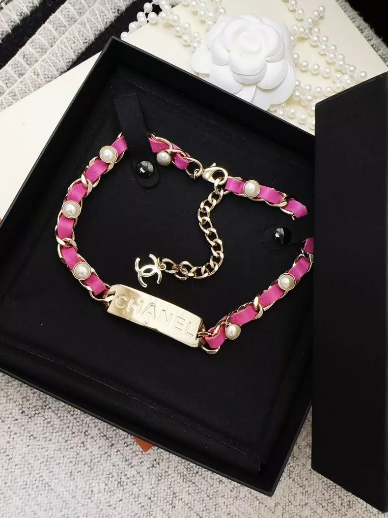 Chanel Chanel Pink Pearl Chain Choker Necklace Size ONE SIZE - 6 Thumbnail
