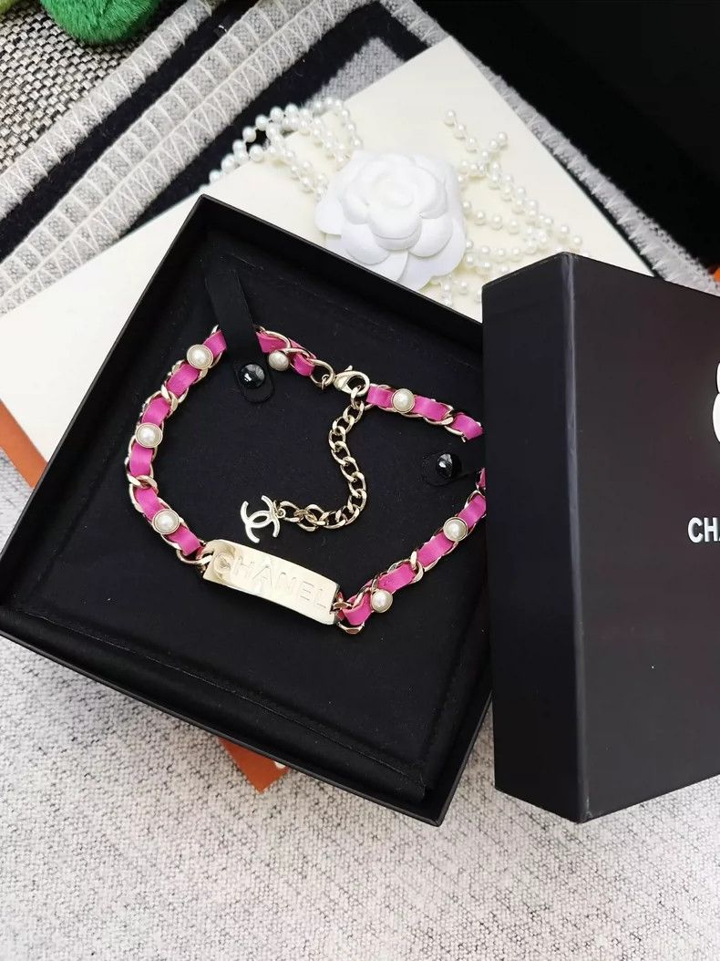 Chanel Chanel Pink Pearl Chain Choker Necklace Size ONE SIZE - 7 Thumbnail