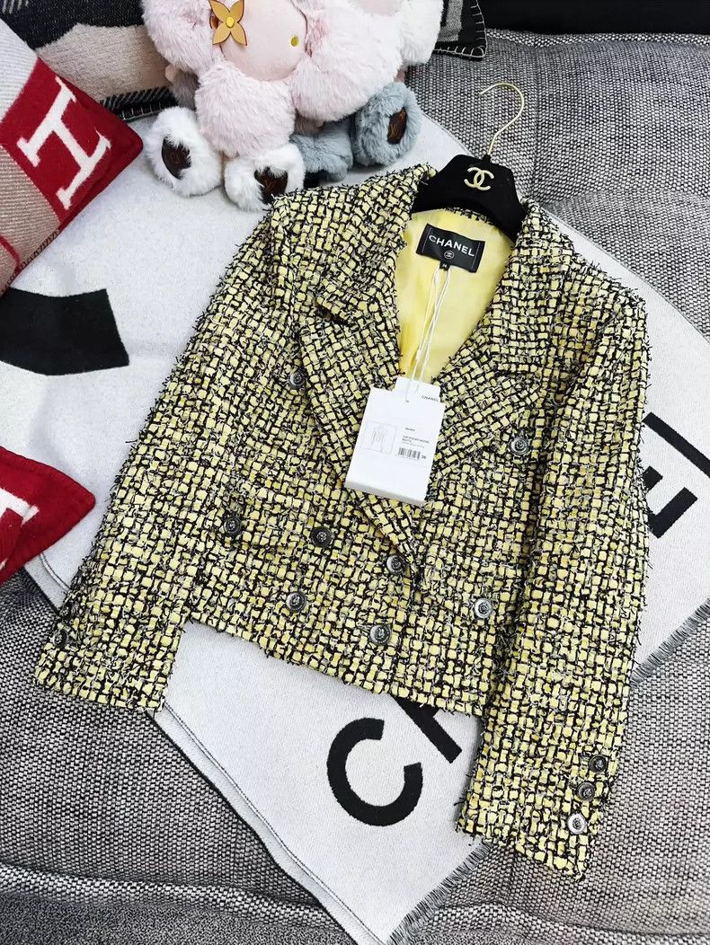 Chanel Chanel Yellow Plaid Tweed Jacket with Tags Size XS / US 0-2 / IT 36-38 - 6 Thumbnail