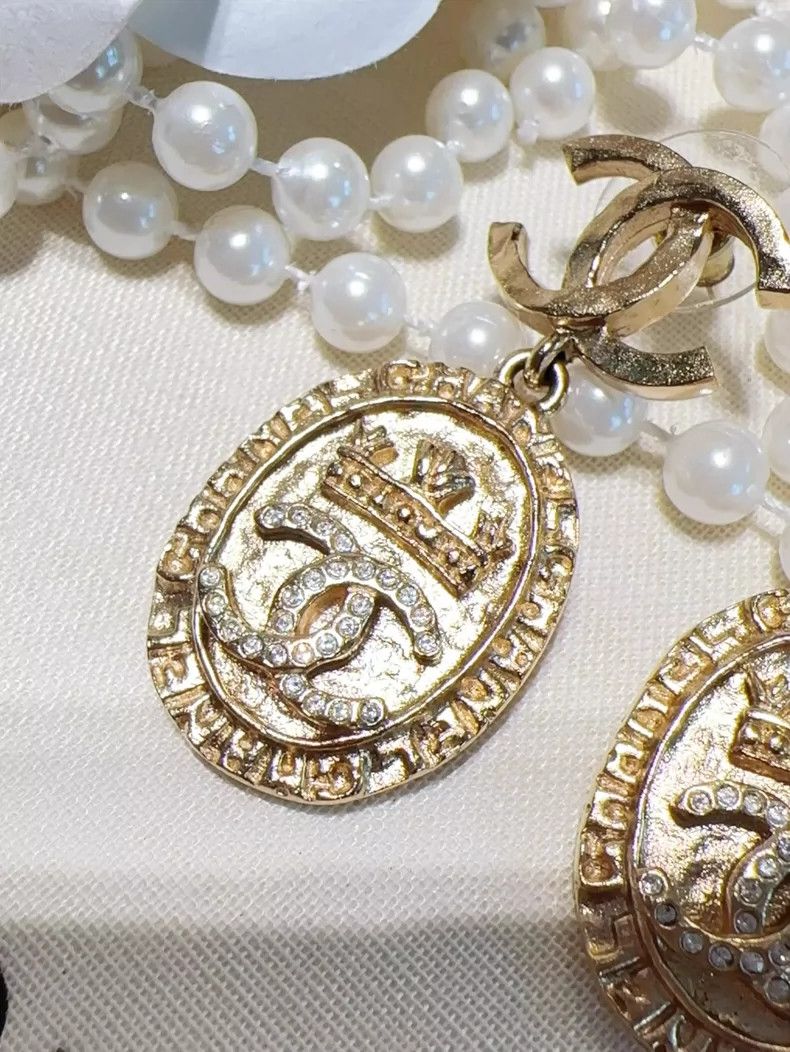 Chanel Chanel Gold Coin Crown Double C Earrings Size ONE SIZE - 2 Thumbnail