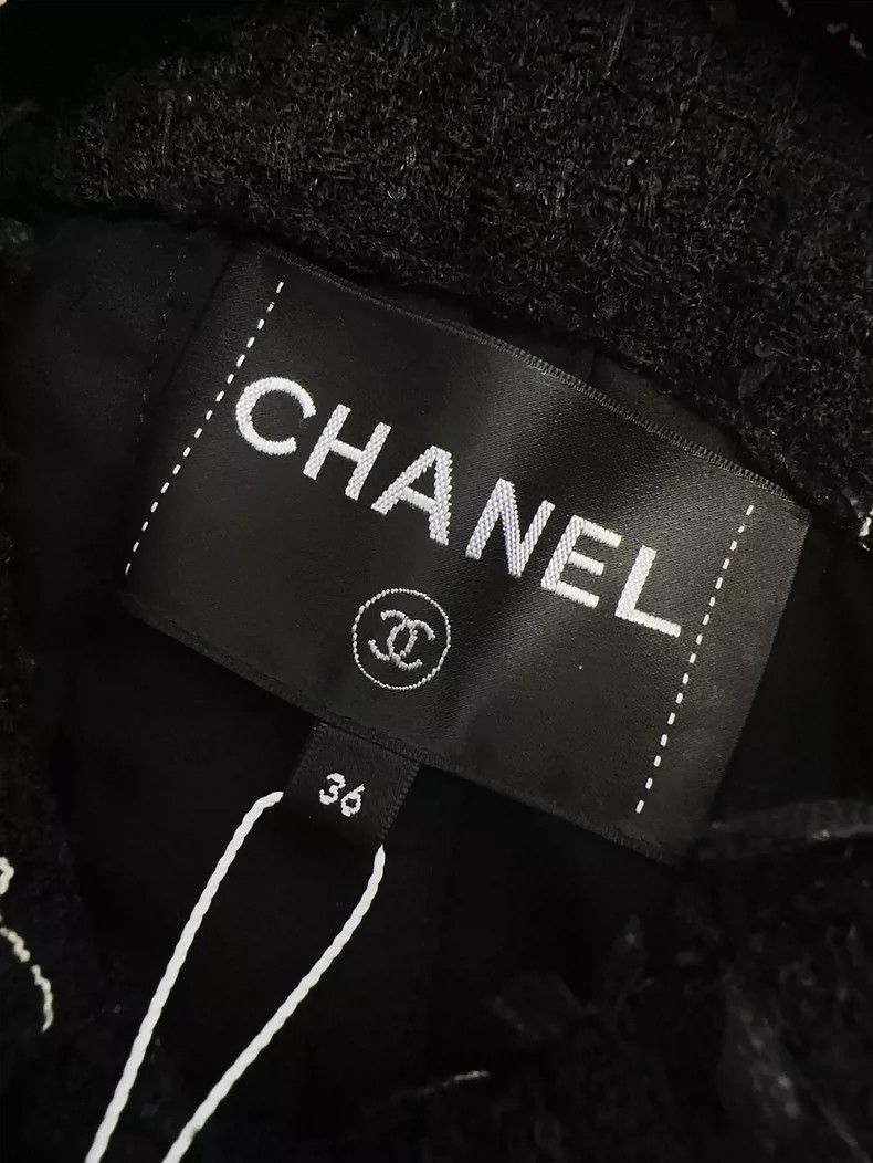 Chanel Chanel Black Checkered Fringe Tweed Jacket Size S / US 4 / IT 40 - 5 Thumbnail