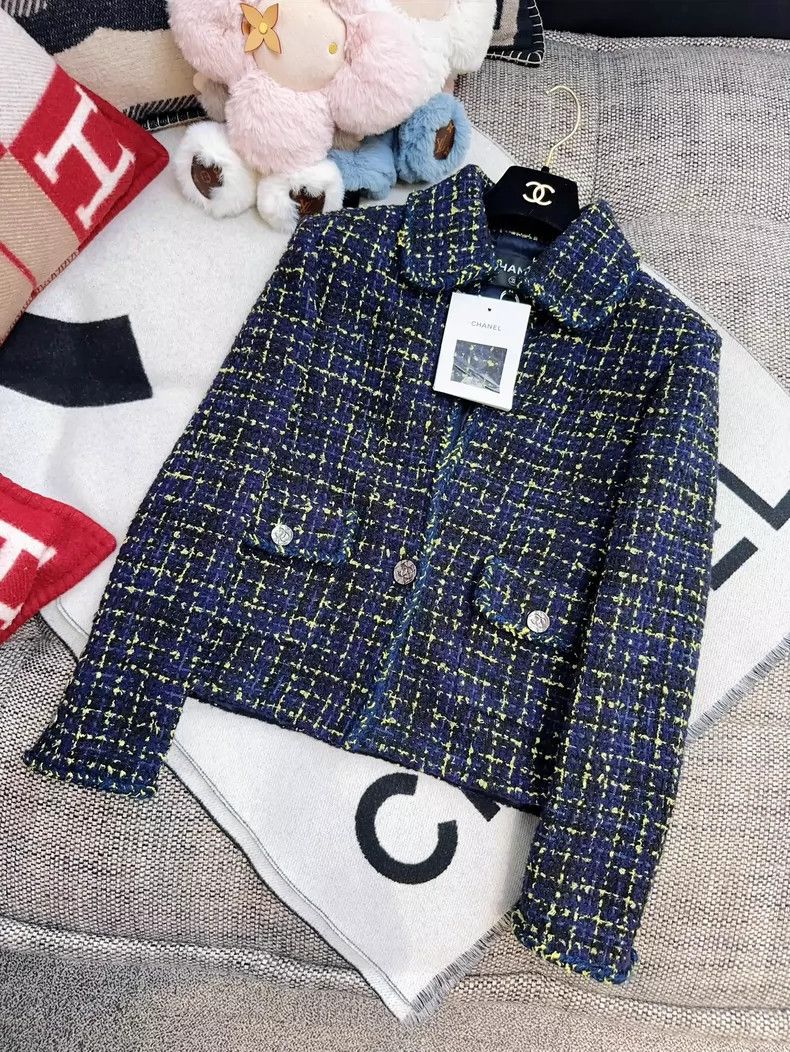 Chanel Chanel Blue Yellow Check Tweed Jacket Size XS / US 0-2 / IT 36-38 - 7 Thumbnail