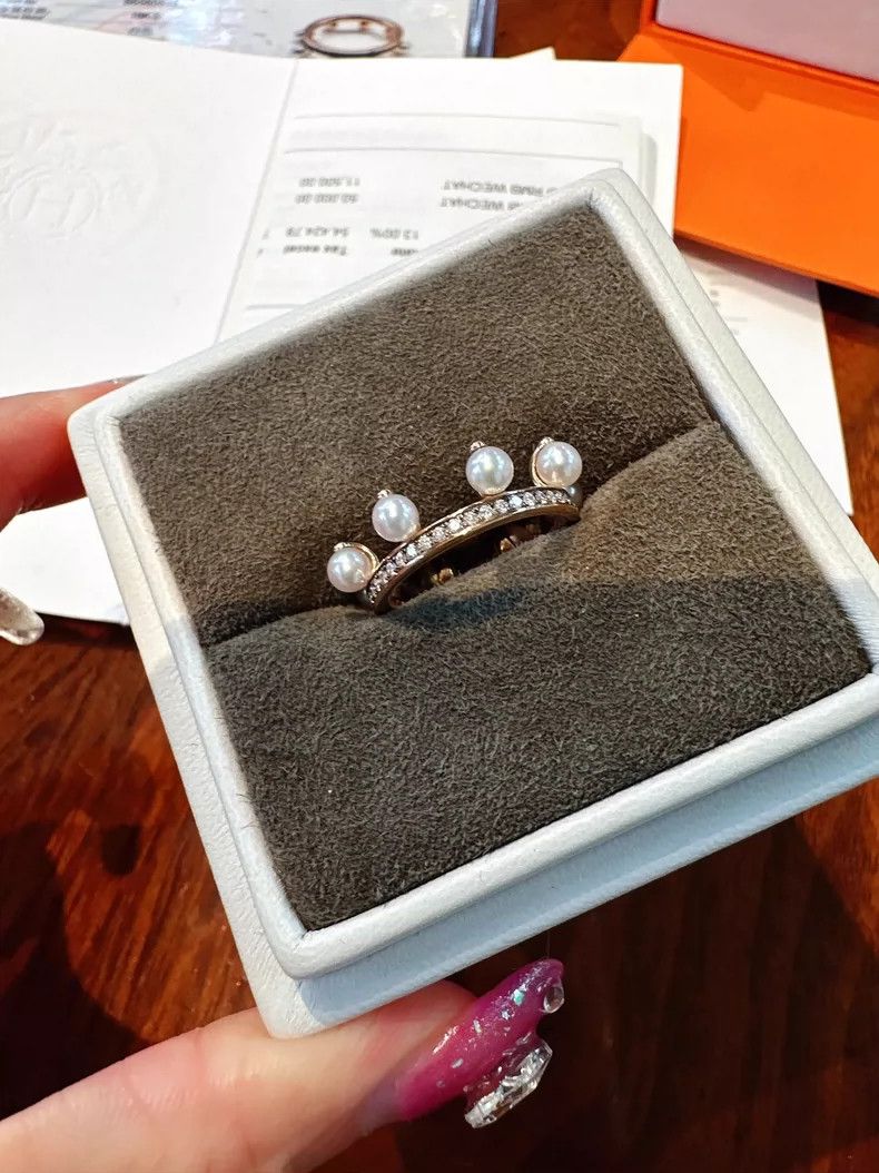 Hermes Hermes Pearl and Diamond Crown Ring Size ONE SIZE - 3 Thumbnail