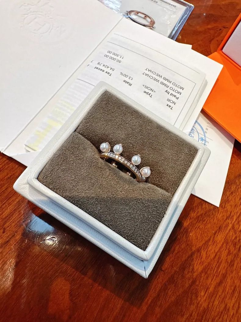 Hermes Hermes Pearl and Diamond Crown Ring Size ONE SIZE - 2 Thumbnail