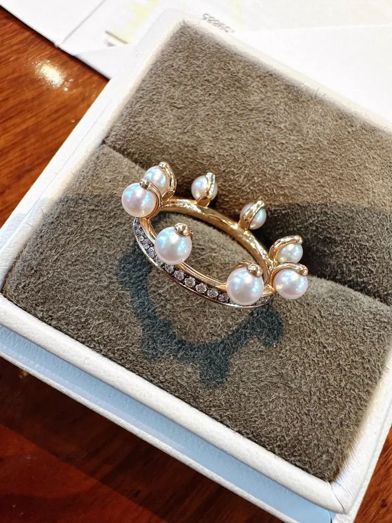 Hermes Hermes Pearl and Diamond Crown Ring Size ONE SIZE - 5 Thumbnail