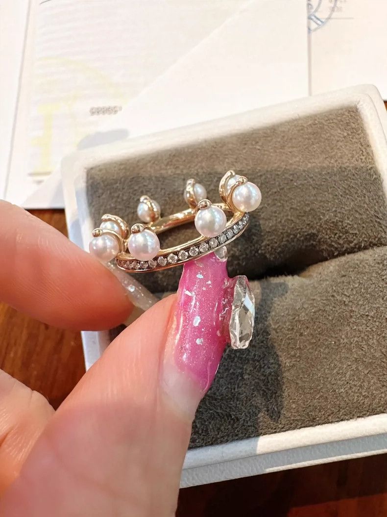 Hermes Hermes Pearl and Diamond Crown Ring Size ONE SIZE - 4 Thumbnail