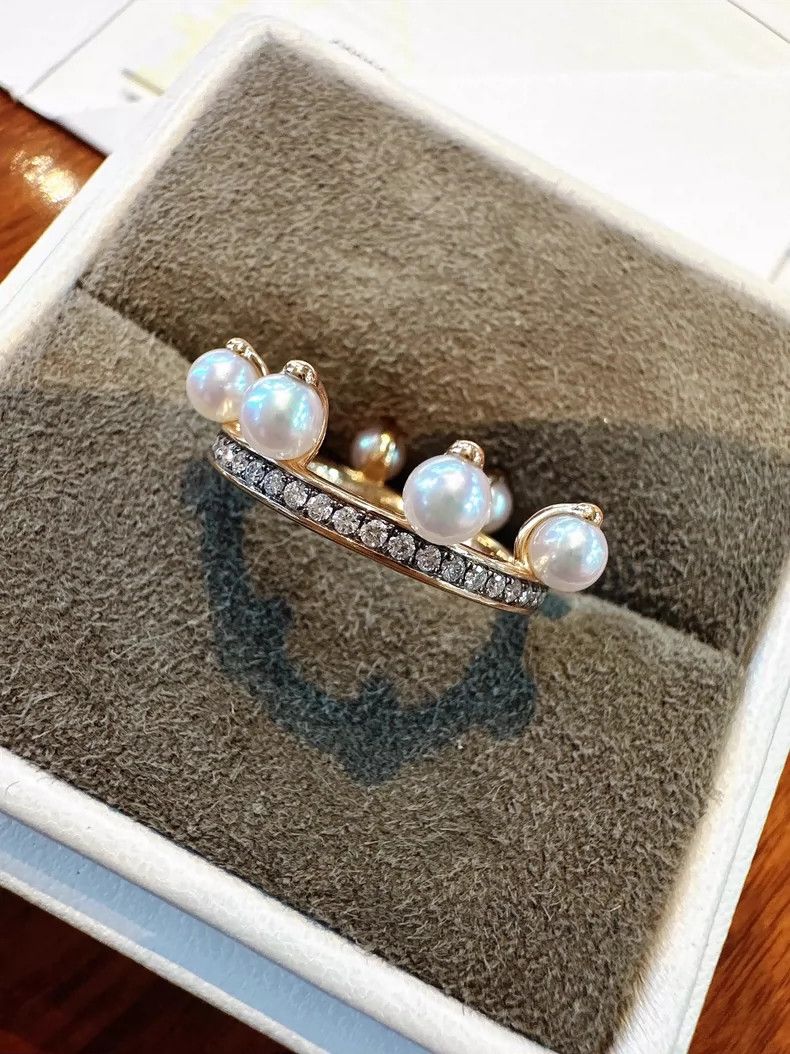 Hermes Hermes Pearl and Diamond Crown Ring Size ONE SIZE - 6 Thumbnail