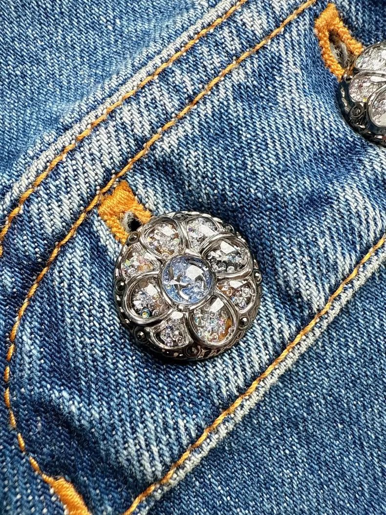 Chanel Chanel Vintage Blue Denim Top with Glass Buttons Size L / US 10 / IT 46 - 5 Thumbnail