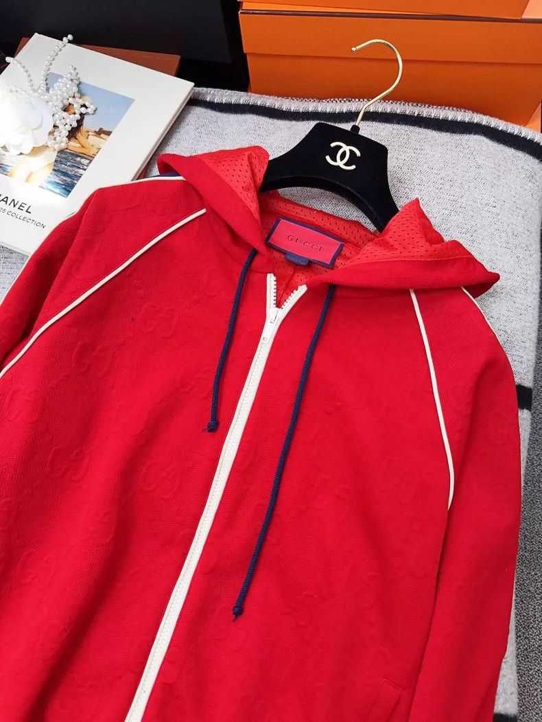 Gucci Gucci Red Striped Hoodie with Double G Logo Size S / US 4 / IT 40 - 8 Thumbnail