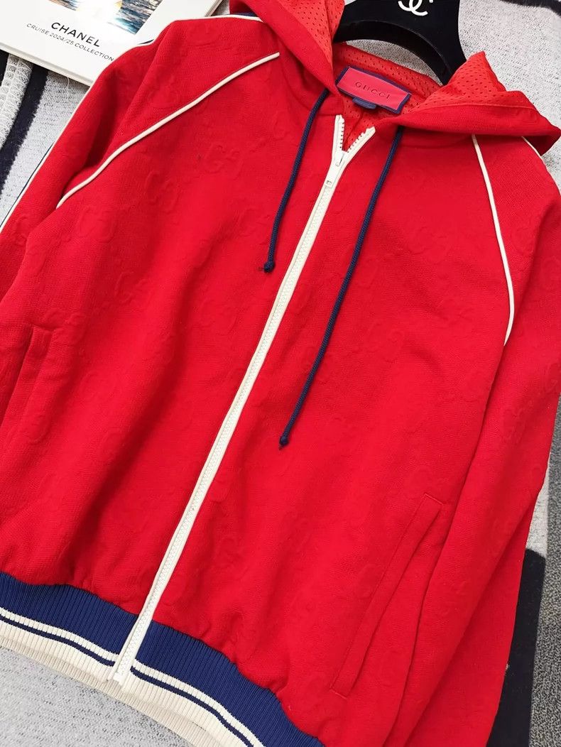 Gucci Gucci Red Striped Hoodie with Double G Logo Size S / US 4 / IT 40 - 4 Thumbnail