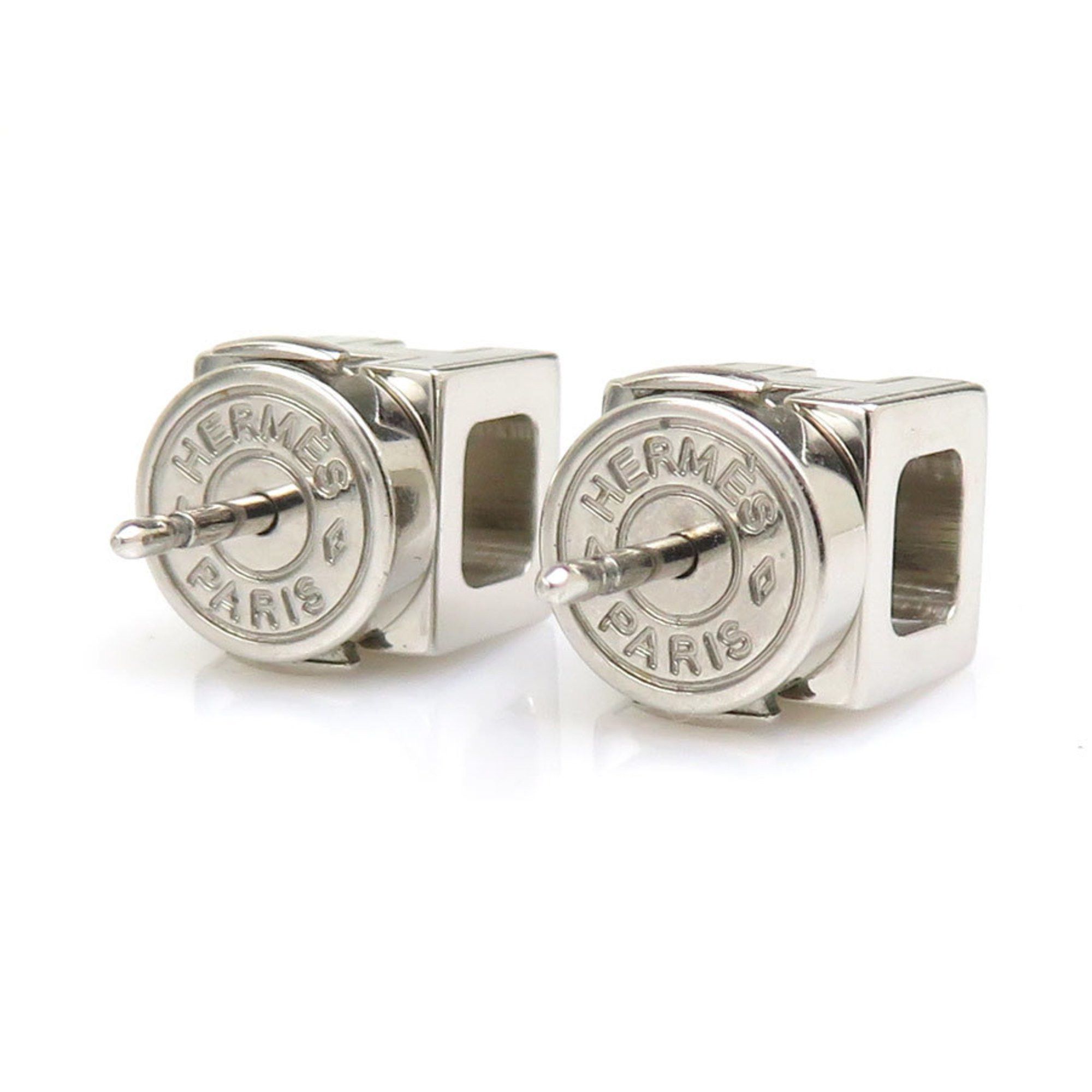 Hermes Hermes Earrings Cage de H Metal Enamel Silver Magenta Women's e60350 Size ONE SIZE - 3 Thumbnail