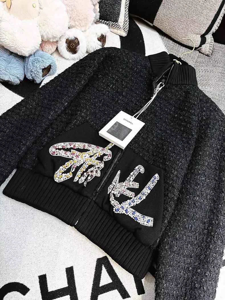 Chanel Chanel Black Tweed Jacket with Embroidery Size M / US 6-8 / IT 42-44 - 3 Thumbnail
