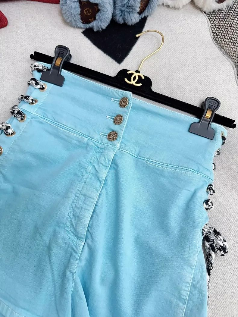 Chanel Chanel Blue High-Waisted Side Tie Shorts Size 36" / US 14 / IT 50 - 2 Thumbnail