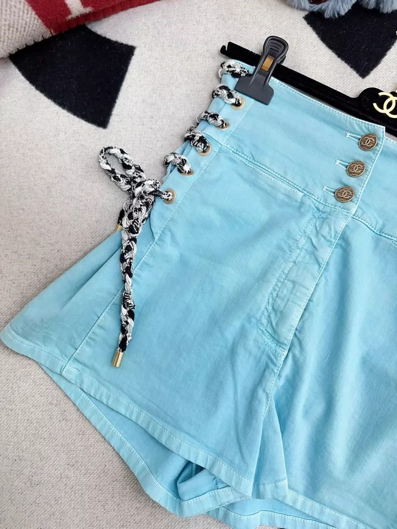 Chanel Chanel Blue High-Waisted Side Tie Shorts Size 36" / US 14 / IT 50 - 3 Thumbnail