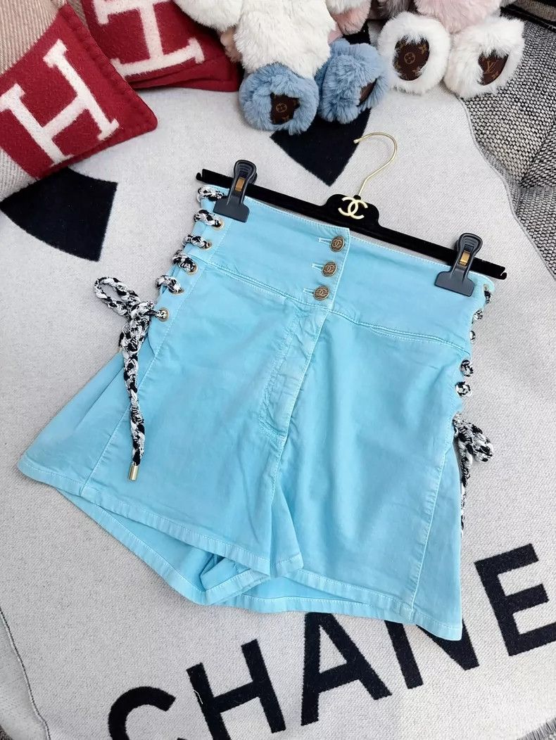 Chanel Chanel Blue High-Waisted Side Tie Shorts Size 36" / US 14 / IT 50 - 8 Thumbnail