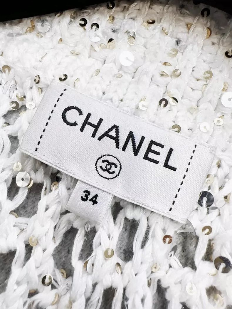 Chanel Chanel White Knit Embroidered Jacket with Buttons Size S / US 4 / IT 40 - 5 Thumbnail