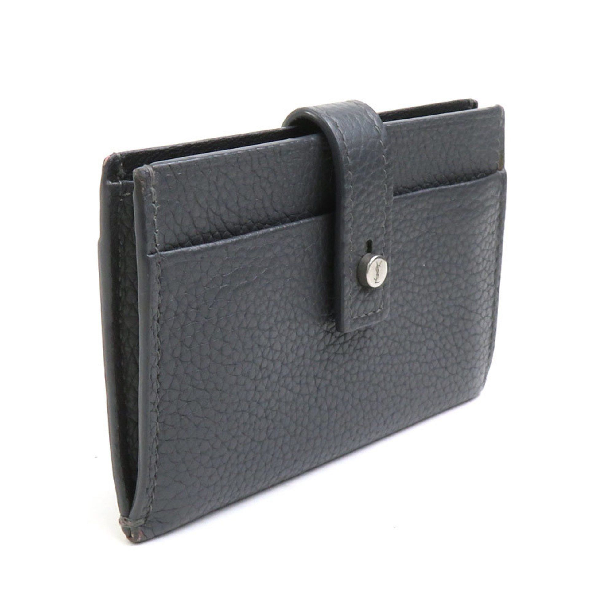 Saint Laurent Paris Saint Laurent Business Card Holder/Card Case Leather Grey Men's Women's 56082a Size ONE SIZE - 2 Thumbnail