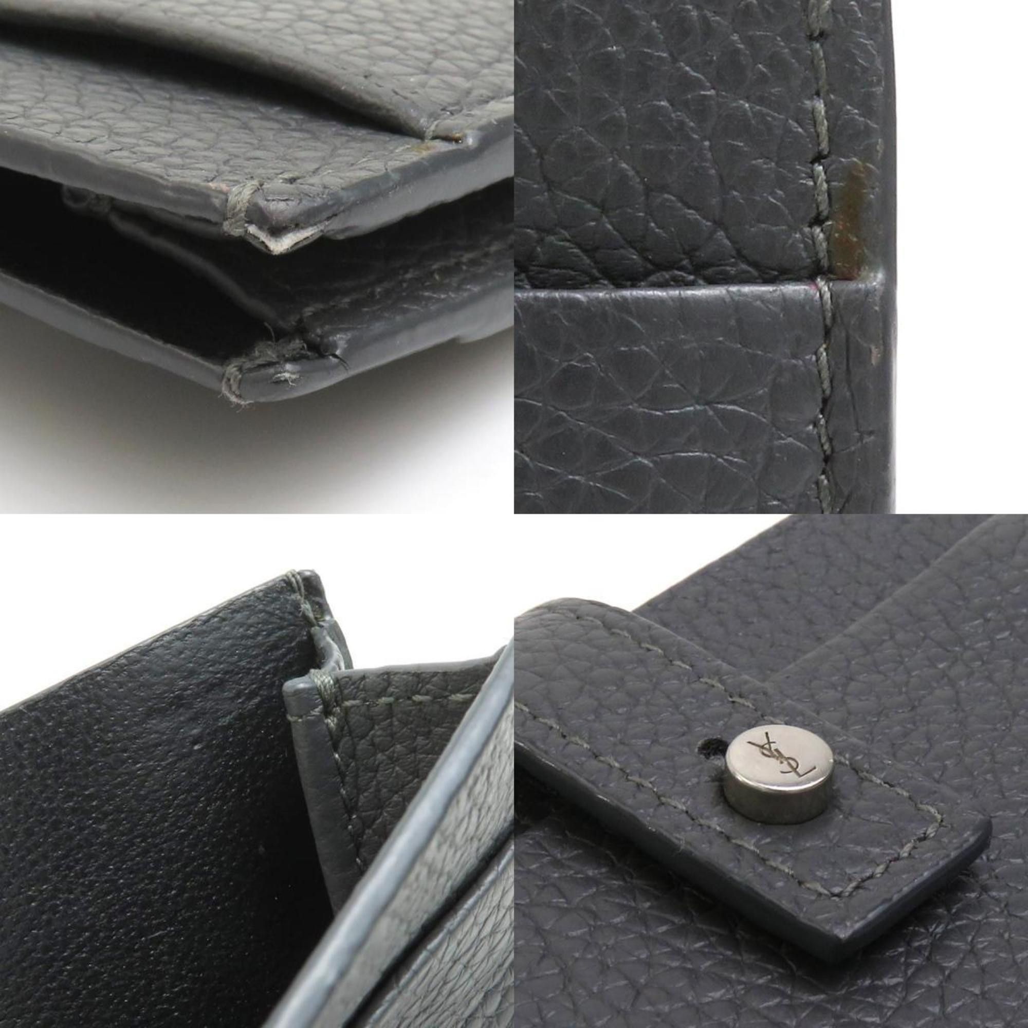 Saint Laurent Paris Saint Laurent Business Card Holder/Card Case Leather Grey Men's Women's 56082a Size ONE SIZE - 4 Thumbnail