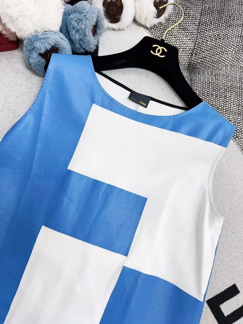Fendi Fendi Blue and White Sleeveless Tank Top Size M / US 6-8 / IT 42-44 - 4 Thumbnail
