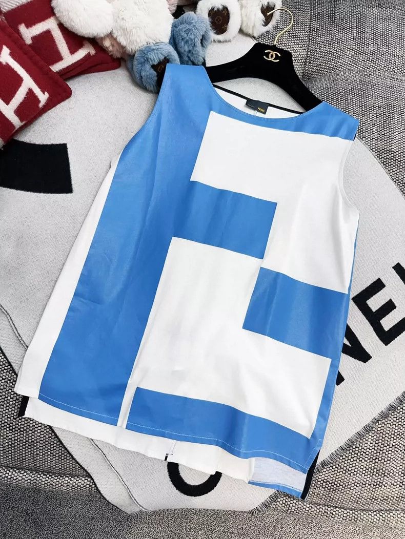Fendi Fendi Blue and White Sleeveless Tank Top Size M / US 6-8 / IT 42-44 - 3 Thumbnail