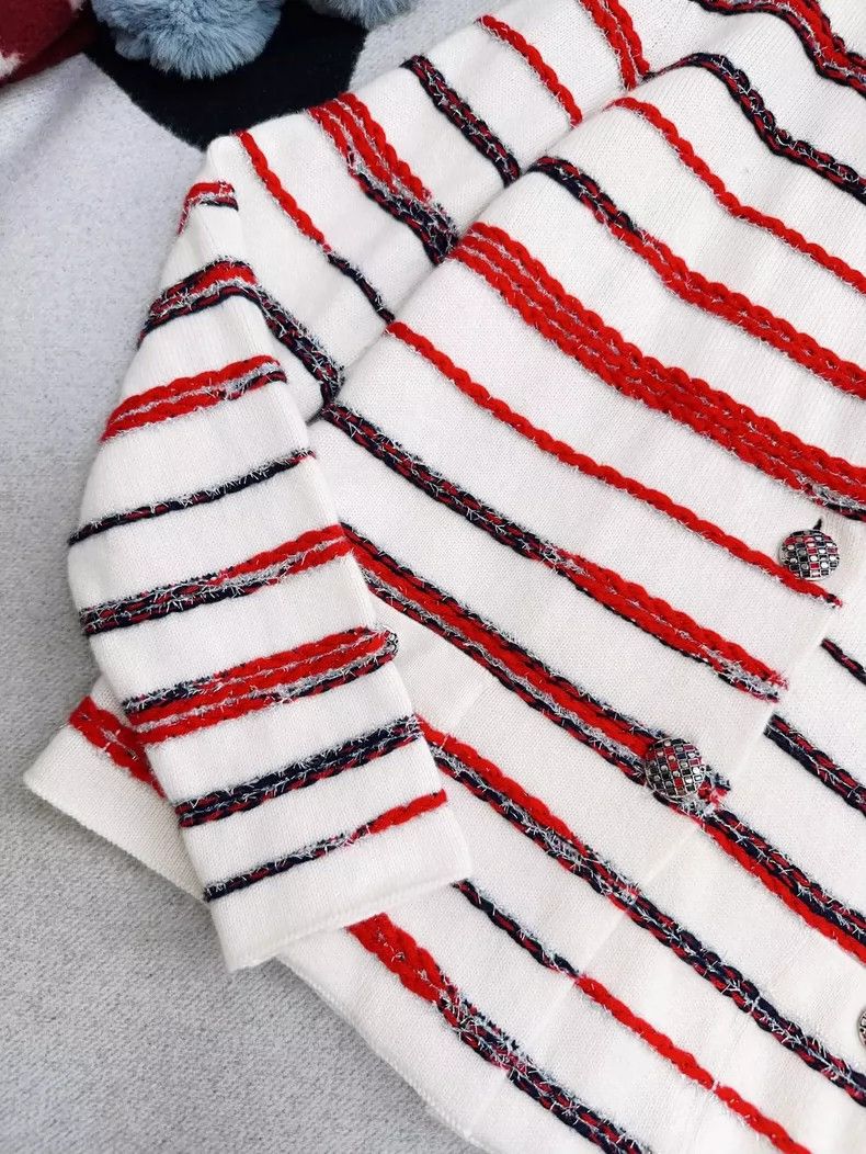 Chanel Chanel White Red Blue Striped Knit Cardigan Size S / US 4 / IT 40 - 5 Thumbnail