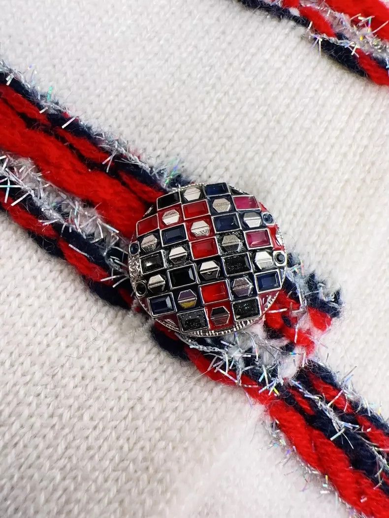 Chanel Chanel White Red Blue Striped Knit Cardigan Size S / US 4 / IT 40 - 6 Thumbnail